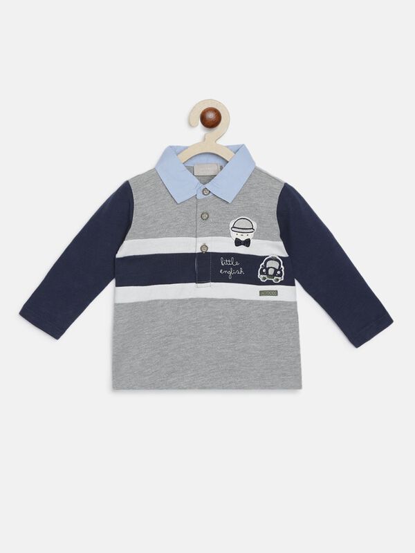 Boys Polo Long Sleeve T-Shirt With Striped Pattern image number 0